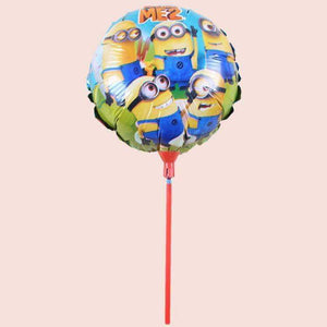 Mini Round foil balloon on stick Minions