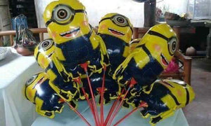 Shaped foil baloon on stick minions